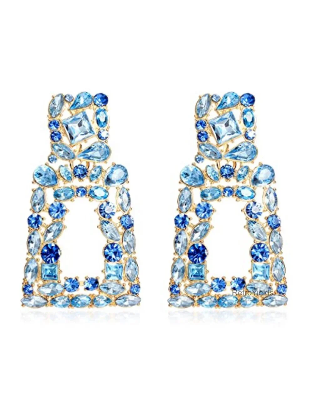 Chunky Rhinestone Geometric Dangle Earrings for Women